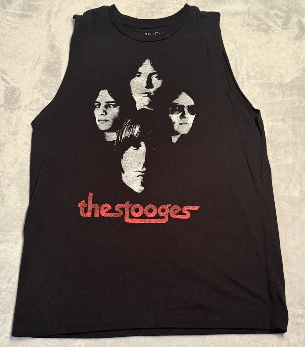 Large The Stooges Iggy Pop Band Rock Punk Black Sleeveless Shirt Tank Top Y2K